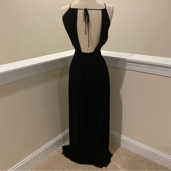 TOBI Little Black Maxi Dress! Stunning Halter Tie Neck Cutout Waist Design Sz XS - Picture 12 of 14
